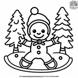 Skiing Gingerbread Pals Coloring Pages