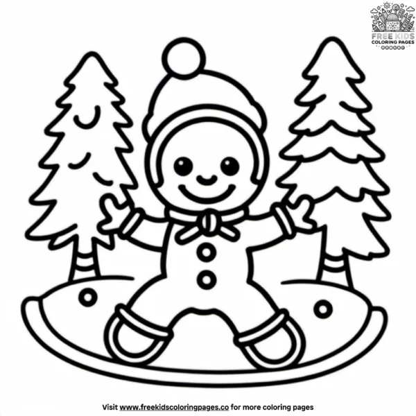 Skiing gingerbread pals coloring pages