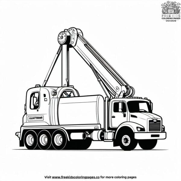 Sleek concrete pump truck coloring pages