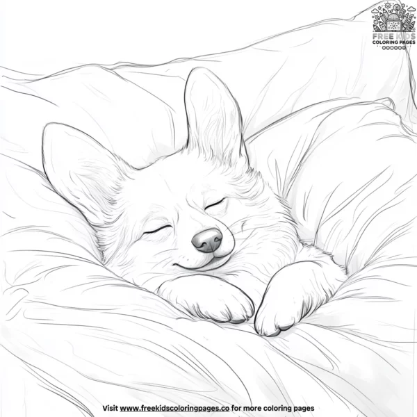 Sleepy corgi coloring pages