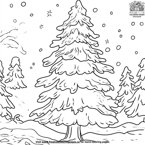 Snow covered pine trees coloring pages