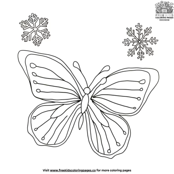 Snowflake and butterfly coloring pages