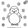 Snowflake and Penguin Coloring Pages