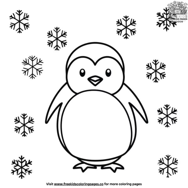 Snowflake and penguin coloring pages