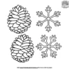 Snowflake and Pinecone Coloring Pages