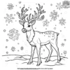 Snowflake and Reindeer Coloring Pages