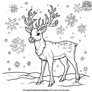 Snowflake and reindeer coloring pages