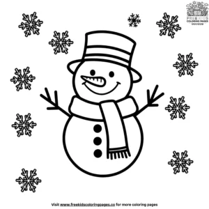 Snowflake and snowman coloring pages