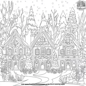 Snowy Day Gingerbread House Coloring Pages