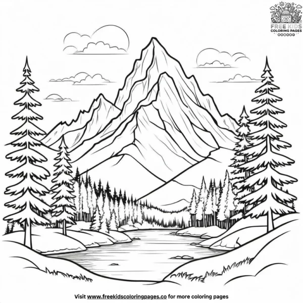 Snowy mountain coloring pages