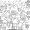 Snowy Village Scenes Coloring Pages