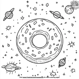 Space Adventure Donut Coloring Pages