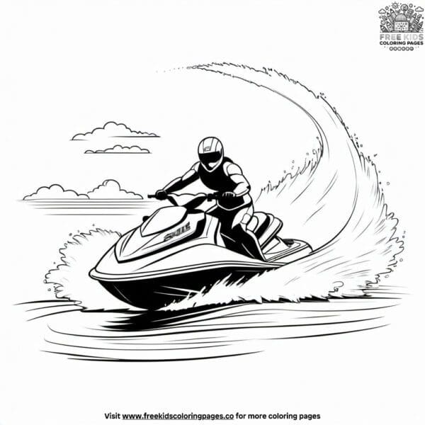 Speedy jet ski coloring pages