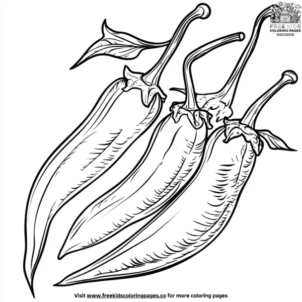 Spicy chili pepper coloring pages