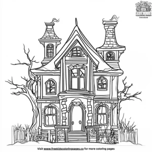 Spooky Halloween Gingerbread House Coloring Pages