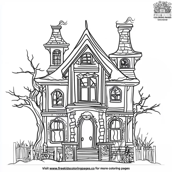 Spooky halloween gingerbread house coloring pages