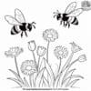 Spring Blossoms and Bees Coloring Pages