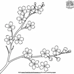 Spring Cherry Blossom Coloring Pages