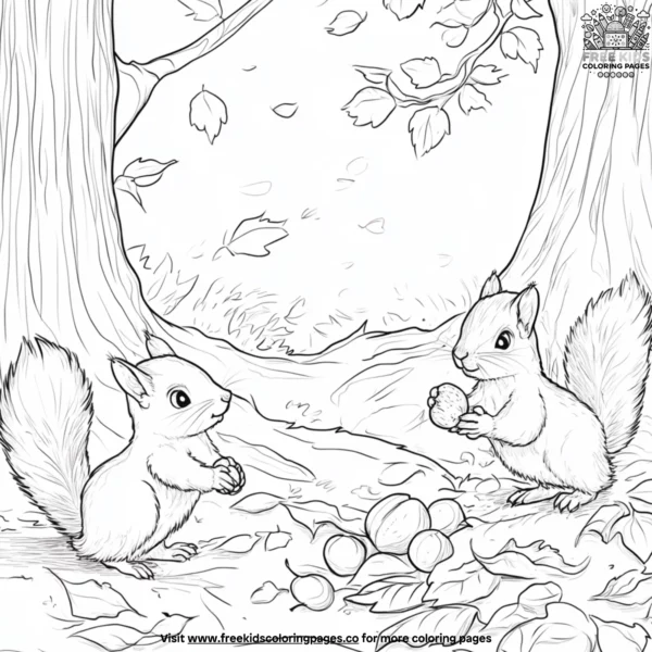 Squirrel watching coloring pages