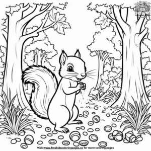 Squirrels Gathering Nuts Coloring Pages