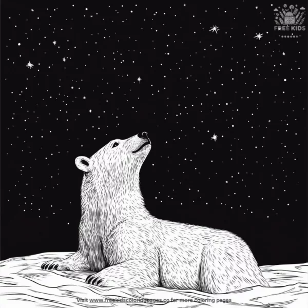 Stargazing polar bear coloring pages