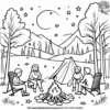 Starry Campfire Coloring Pages