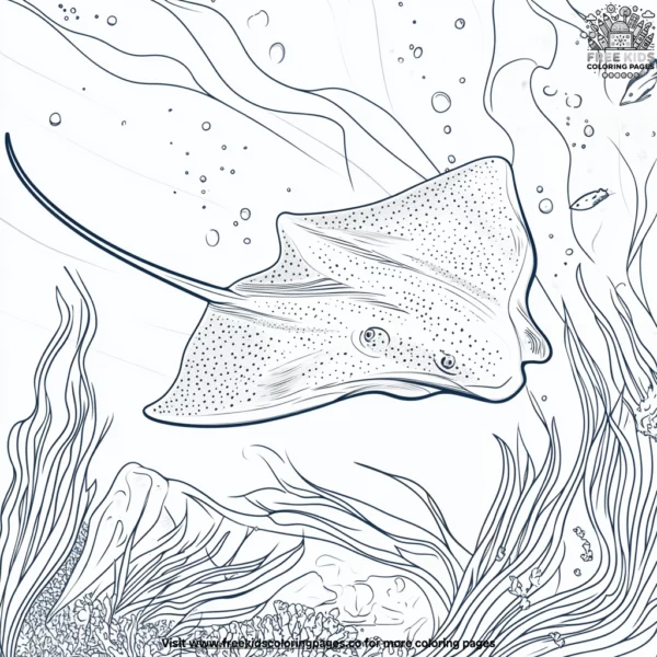 Stingray gliding coloring pages