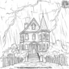 Storm Soaked Haunted House Coloring Pages