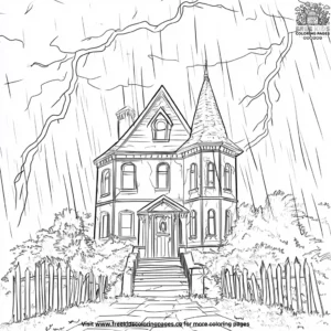 Storm Soaked Haunted House Coloring Pages