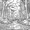 Stream Reflecting Trees Coloring Pages