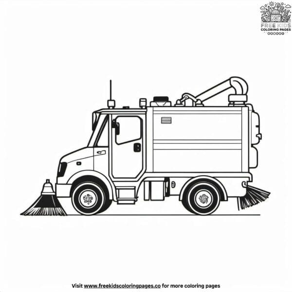 Street sweeper clean coloring pages