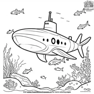 Submarine Exploring the Ocean Coloring Pages