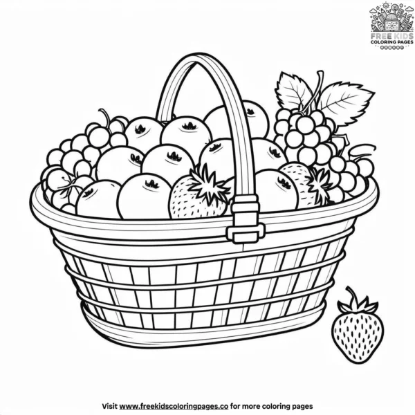 Summer fruit basket coloring pages