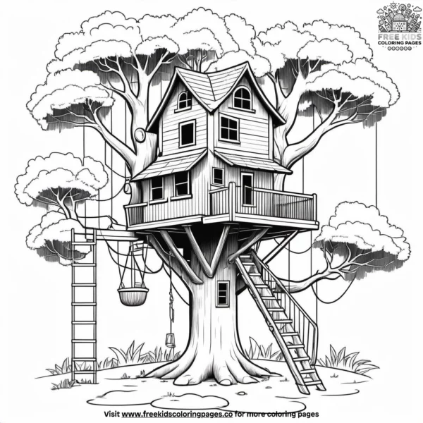 Summer treehouse coloring pages