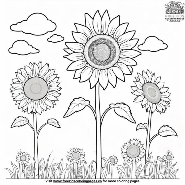 Sunflower fields coloring pages