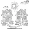 Sunny Day Gingerbread House Coloring Pages