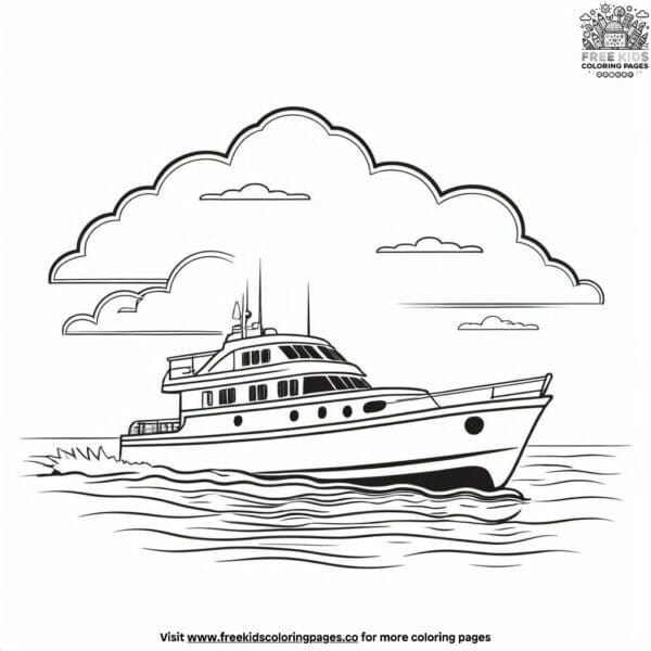 Sunset cruise on the water coloring pages