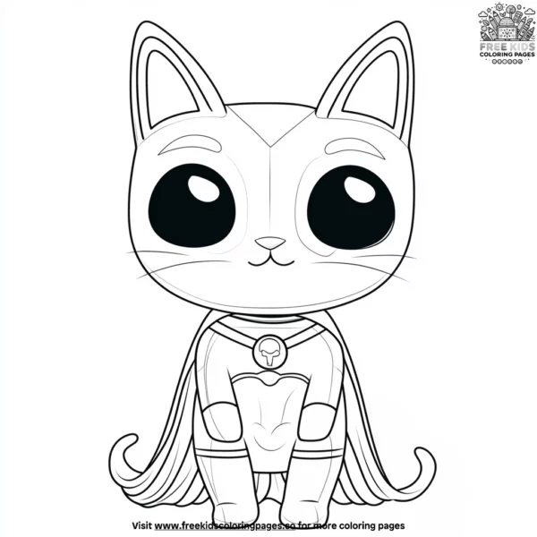 Superhero kawaii cat coloring pages