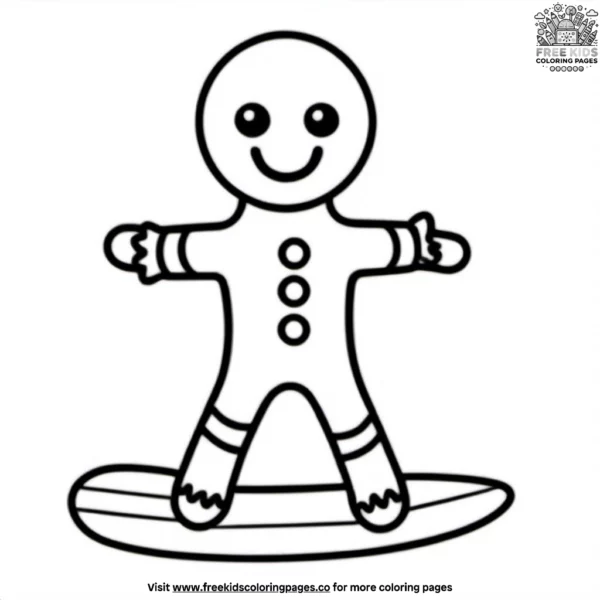 Surfing gingerbread buddies coloring pages