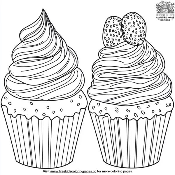 Sweet cupcakes coloring pages