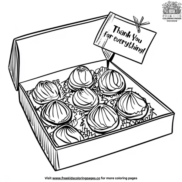 Sweet thank you chocolate box coloring pages