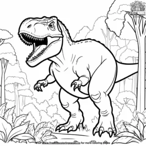 T rex roaring world coloring pages