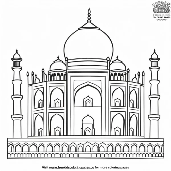 Taj mahal wonder coloring pages