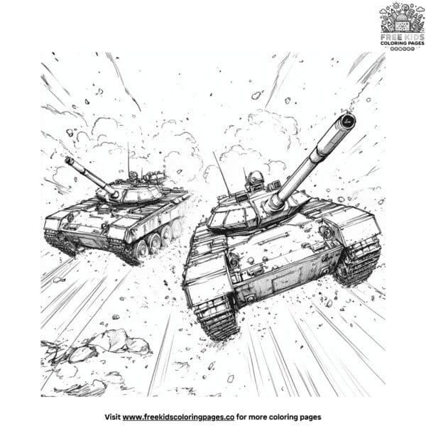 Tank battle coloring pages