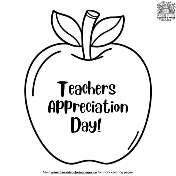 Teachers appreciation day apple coloring pages