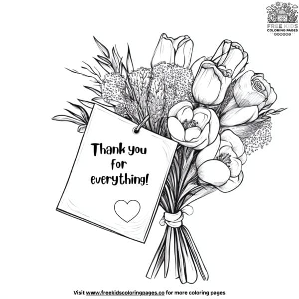 Thank you bouquet for teachers coloring pages