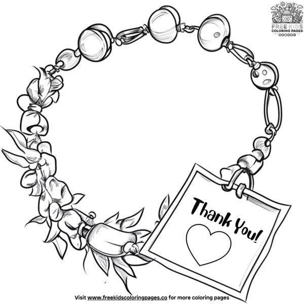 Thank you bracelet coloring pages