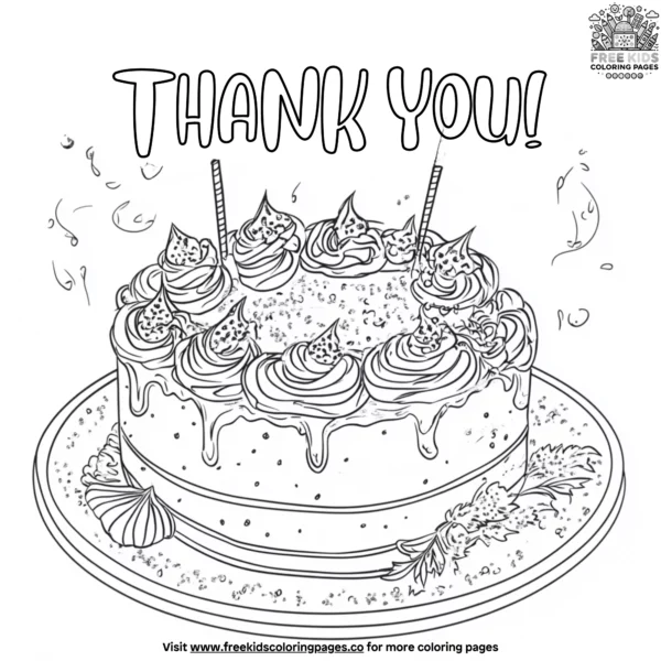 Thank you cake coloring pages