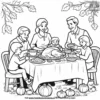 Thanksgiving Family Gathering Coloring Pages