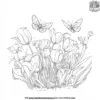 Tiny Butterflies and Tulip Garden Coloring Pages